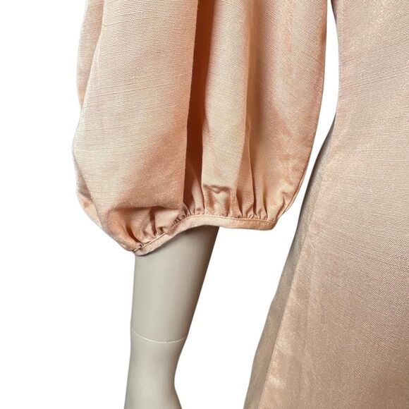 NWT Loeffler Randall Carmina Curve Seam Puff Sleeve Dress Cipria Peach Size 4 (0 - Picture 6 of 15
